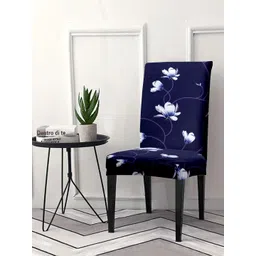 Cortina Unisex Navy Blue & White Floral Printed Chair Cover-picture-34