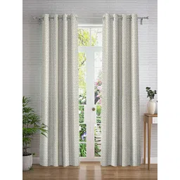Cortina White & Brown 2 Pieces Abstract Printed Door Curtain-picture-28