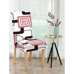 Cortina White & Brown Printed Chair Cover image 1