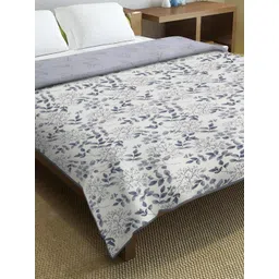 Cortina White & Grey Floral Microfiber AC Room Reversible Single Bed Dohar image 2
