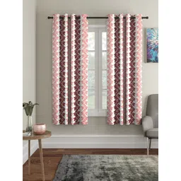 Cortina White & Pink 2 Pcs Floral Window Curtains-picture-24