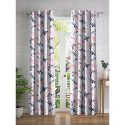 Cortina White & Pink 2 Pieces Abstract Printed Door Curtains-picture-22