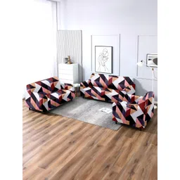 Cortina White & Pink 3 Pieces Printed One & Three Seater Skirt Sofa Covers-picture-11