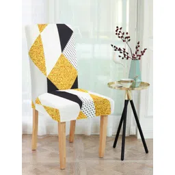 Cortina White & Yellow Printed Chair Cover-picture-32