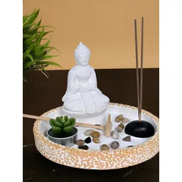 Cortina White Buddha Sand Lotus Incense Stick Holder Showpiece-picture-19