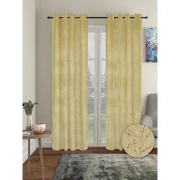 Cortina Yellow Velvet Foil Blackout Long Door Curtains - Set of 2 (9 ft)-picture-38