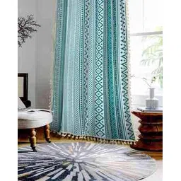 cortina eyelet curtain Geometric Print Window Curtain with Tassels-picture-34