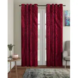 cortina eyelet curtain Pack of 2 Leaf Print Door Curtains-picture-17