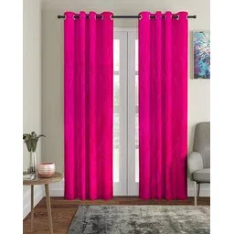 cortina eyelet curtain Pack of 2 Leaf Print Long Door Curtains-picture-23