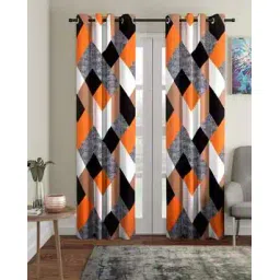 cortina eyelet curtain Pack of 2 Printed Polyester Long Door Curtains-picture-20