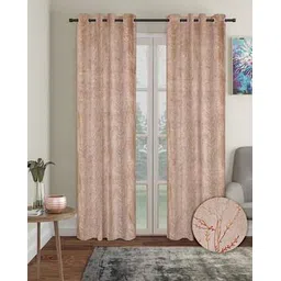 cortina eyelet curtain Set of 2 Eyelet Leaf Printed Long Door Curtains-picture-27