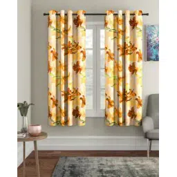cortina eyelet curtain Set of 2 Floral Print Window Curtains-picture-42