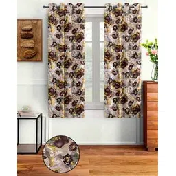 cortina eyelet curtain Set of 2 Floral Print Window Curtains-picture-17