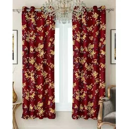 cortina eyelet curtain Set of 2 Floral Printed Long Door Curtains-picture-42