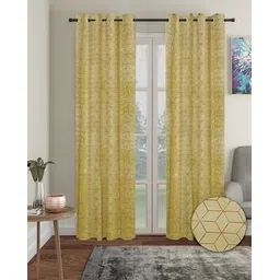 cortina eyelet curtain Set of 2 Foil Print Long Door Curtains-picture-47