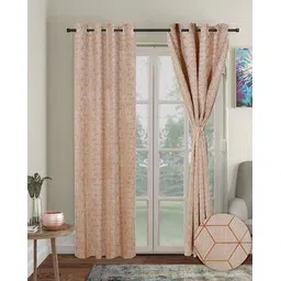 cortina eyelet curtain Set of 2 Geometric Print Door Curtains-picture-39