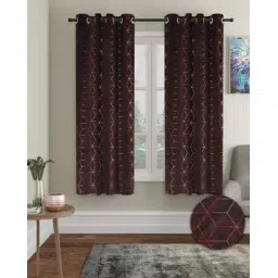 cortina eyelet curtain Set of 2 Geometric Print Window Curtains-picture-23