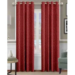 cortina eyelet curtain Set of 2 Leaf Print Window Curtians-picture-19