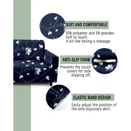 cortina eyelet curtain Floral Print Stretchable Three-Seater Sofa Cover image 2