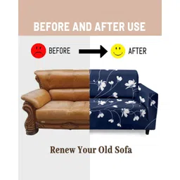 cortina eyelet curtain Floral Print Stretchable Three-Seater Sofa Cover image 3