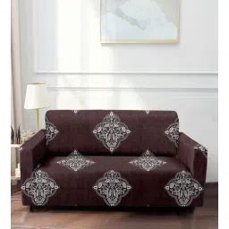 Maroon Traditional Polyester 91x73 Inches 3 Seater Sofa Cover by Cortina-picture-14
