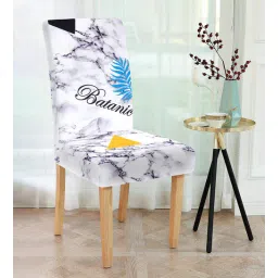 White Abstract Polyester 15 x 19 Inches Stretchable Chair Cover by Cortina-picture-22