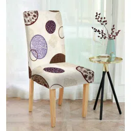 White Geometric Polyester 15x19 Inches Stretchable Chair Cover by Cortina-picture-33