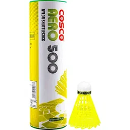cosco Badminton Shuttlecock Aero 500 Pack of 6 Shuttle Nylon Shuttle - Yellow-picture-18