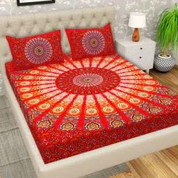 cosito 144 TC Cotton Double Jaipuri Prints Flat Bedsheet-picture-20