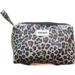 Cosmetic Bag for Women Makeup Bag Organizer Small Mini Makeup Pouch for Purse Water Resistant Girls Gift (Brown (Cheeta Print), Small)-picture-52