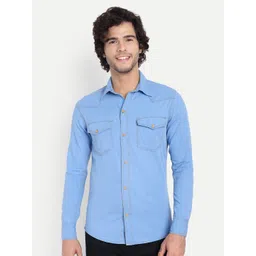 COSMIC Men Slim Fit Solid Spread Collar Casual Shirt-picture-12