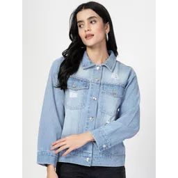 COSMIC TRIO Women Lightweight Denim Jacket-picture-25