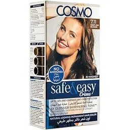 COSMO Safe & Easy No Ammonia 7.11 Deep Ash Blonde Permanent Intense Creme Hair Color Kit - Rich Pigment Formula for Vibrant, Fade-Resistant Results – Gentle, Nourishing Ingredients for Smooth, Healthy-Looking Hair, 3X Glossier Shimmering Tone-picture-34
