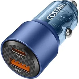 COSTAR 95W Car Charger Fast Charging with Dual Ports, 2 in 1 USB & Type C Fast Charge QC 65W+ PD 30W, Compatible with Mobile, Tablets and Other USB Devices,Qualcomm Certified Car Charger (Blue)-picture-28
