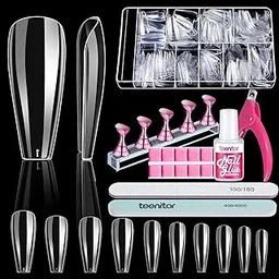 COSTICA 500 Pcs Clear Coffin Nailll Tips, Acrylic Naill Kit, Clear Press On Nails, Long Fake Nails Coffin Naill Tips Full Cover, Acrylic Nail Clipper Naill Stand for False Naills-picture-15
