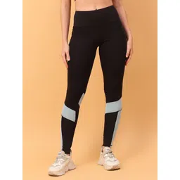 cosvos Color Block Women Black Tights-picture-38