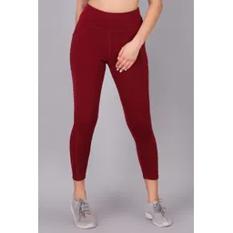Solid Women Maroon Tights-image-0