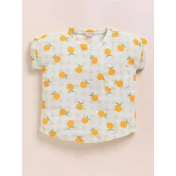 COT & CANDY Kids Yellow Organic Cotton Half sleeves Round Neck Regular Printed Top-picture-50