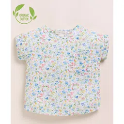 Cot & Candy Organic Muslin Cotton Knit Half Sleeves Floral Printed Top - Spring-picture-11