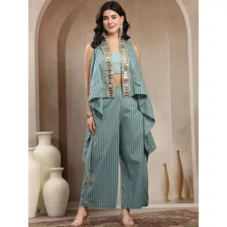 COTLAND FASHION V-Neck Top & Palazzos with Shrug Co-Ord-picture-39