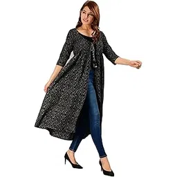 cotland fashions Jaipuri Cotton Printed Black Shrug/Jacket/Cape for Women-picture-16