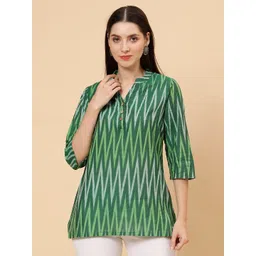 Cot'N Soft Green Woven Design V-Neck Thread Work Pure Cotton Handloom Thread Work Kurti-picture-35