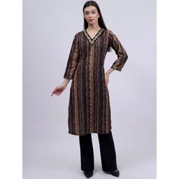 Cot'N Soft Women Ethnic Motifs Printed Thread Work Velvet Kurta-picture-26