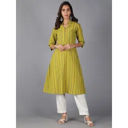 Cot'N Soft Women Green Cotton Striped Quirky Kurta-picture-30