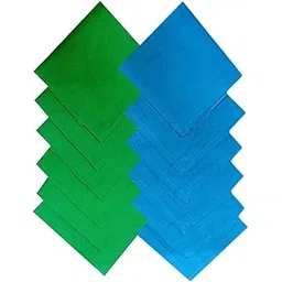 cotson ;lasting wear in every pair Cotson Men Green and Blue Plain Cotton Handkerchiefs -Set of 12-picture-19