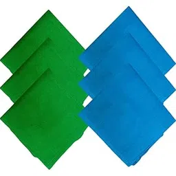 cotson ;lasting wear in every pair Men Green and Blue Plain Cotton Handkerchiefs -Set of 6-picture-34