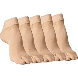 cotson ;lasting wear in every pair Women's Beige Cotton Ankle Length Thumb Socks (Pack of 5 Pairs)-picture-12