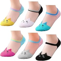 cotson ;lasting wear in every pair Women's Modern Cotton Socks (Pack Of 6) (catfaceP6-01_Multicolour)-picture-32