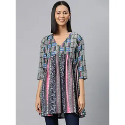 Cottinfab Abstract Print Crepe Empire Longline Top-picture-22