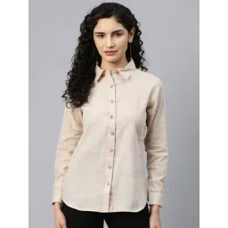 Cottinfab Beige Cotton Regular Fit Shirt-picture-23